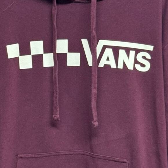 Vans Checkered "Vans" Logo Maroon Pullover Pocket Fleece Hoodie Size Large - Picture 5 of 10